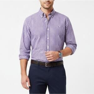 Vineyard Vines Slim Fit Pink Purple Gingham Checkered Whale Button Up Shirt, L